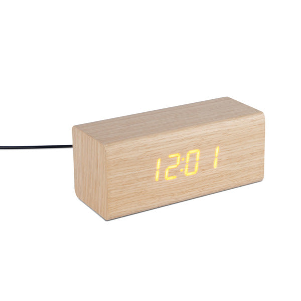 OCT17 Reloj despertador de madera, reloj despertador de madera, reloj  digital LED inteligente para dormitorio/escritorios, mejorado con  temperatura de
