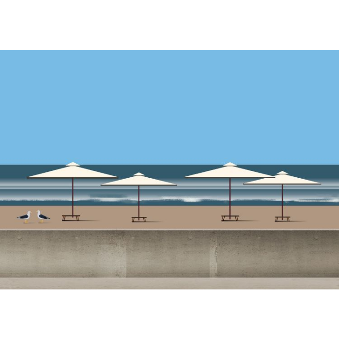 Ilustración 'Conversación en la playa' A3
